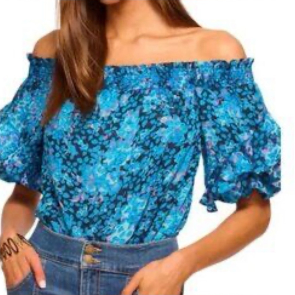 Ramy Brook Blue and Purple Floral Blouse